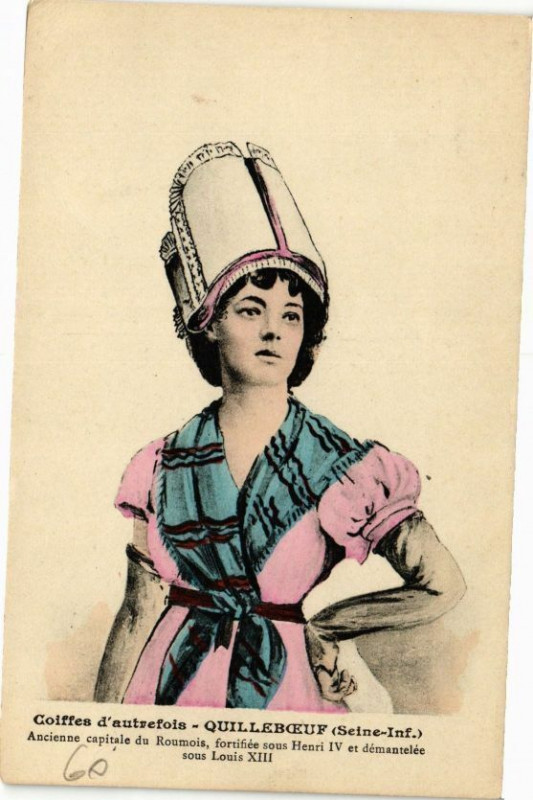 Carte postale ancienne Coiffes d'autrefois - Quilleboeuf (Seine-Inf)