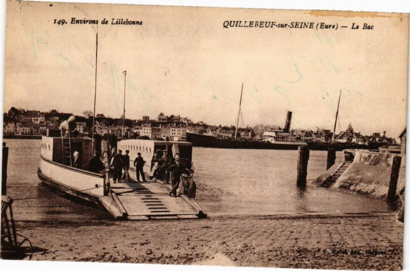 Carte postale ancienne Environs de Lillebonne - Quillebeuf-sur-Seine - La Bac à Quillebeuf-sur-Seine