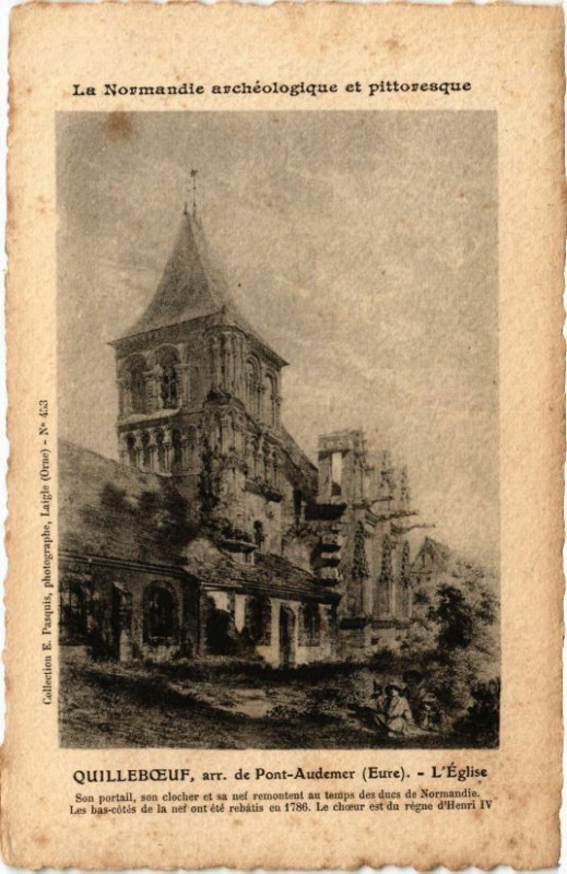 Carte postale ancienne La Normandie Quillebeuf - arr. de Pont-Audemer - L'Eglise à Pont-Audemer