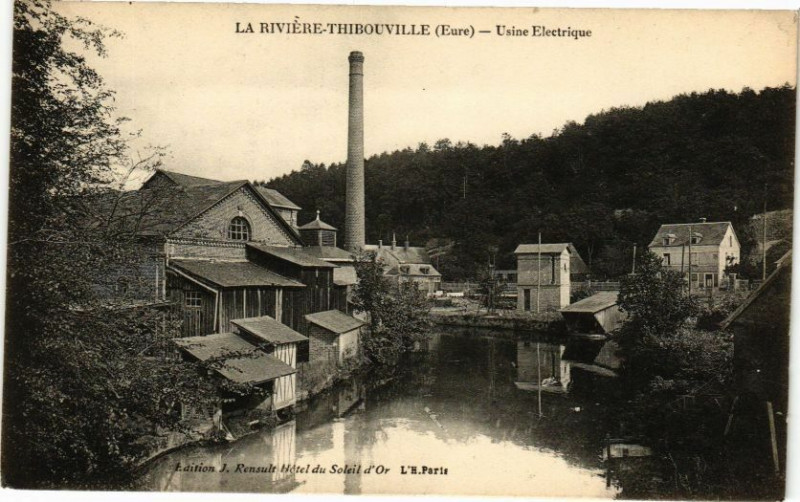 Carte postale ancienne La Riviere-Thibouville - Usine Electrique à Thibouville