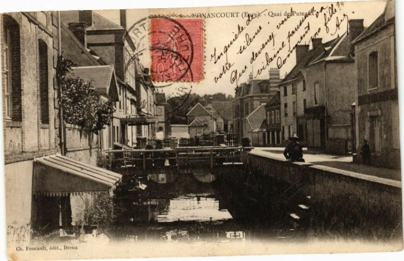 Carte postale ancienne Nonancourt - Quai de Puteaux à Nonancourt