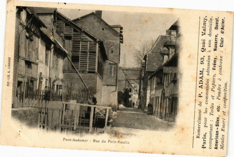 Carte postale ancienne Pont-Audemer - Rue du Petit-Moulin à Pont-Audemer