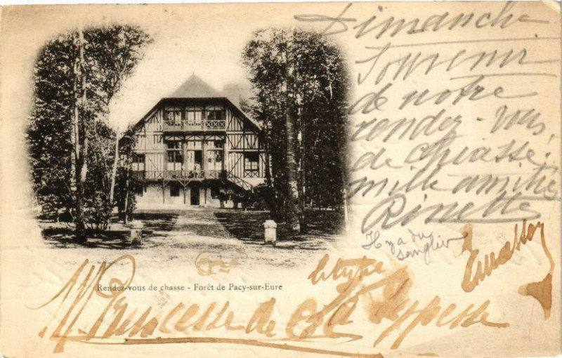 Carte postale ancienne Rendez-vous de chasse - Foret de Pacy-sur-Eure à Pacy-sur-Eure