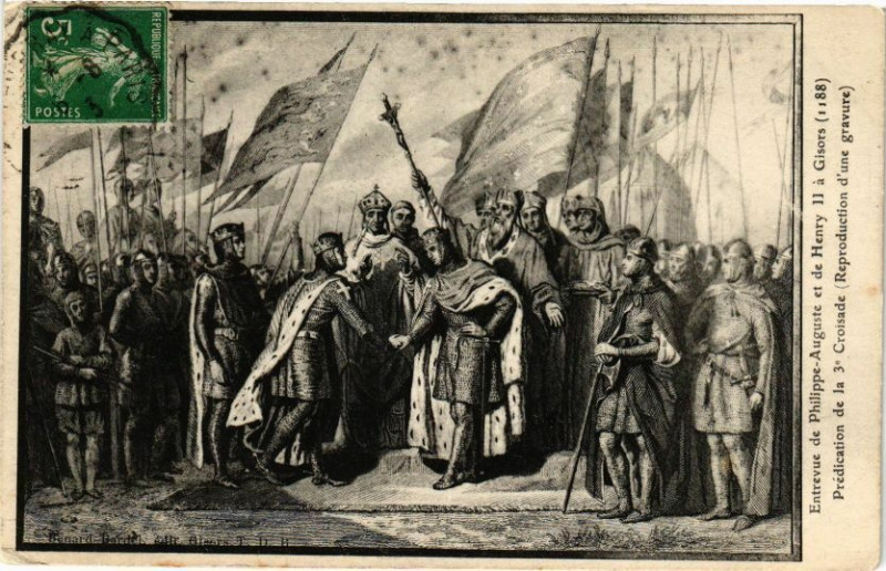 Carte postale ancienne Entrevue de Philippe-Auguste et de Henry 11 a Gisors (1188) .. à Gisors