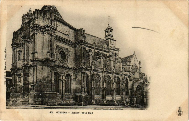 Carte postale ancienne Gisors - Eglise coté Sud à Gisors