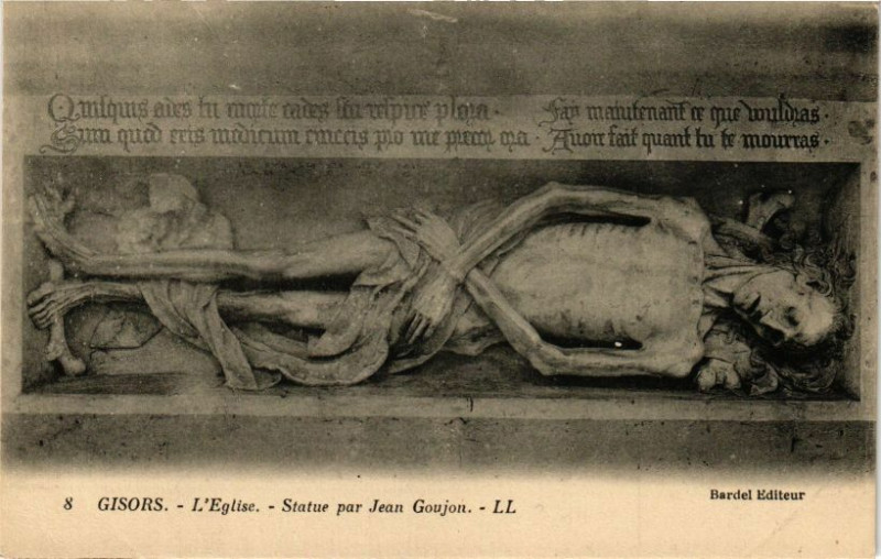 Carte postale ancienne Gisors - L'Eglise - Statue par Jean Goujon à Gisors
