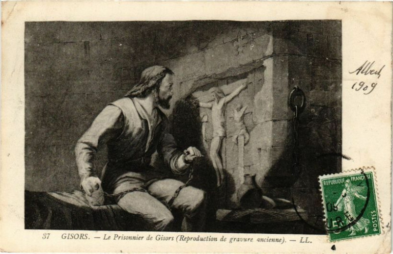 Carte postale ancienne Gisors - Le Prisonnier de Gisors (Reproduction de gravure ancienne) à Gisors