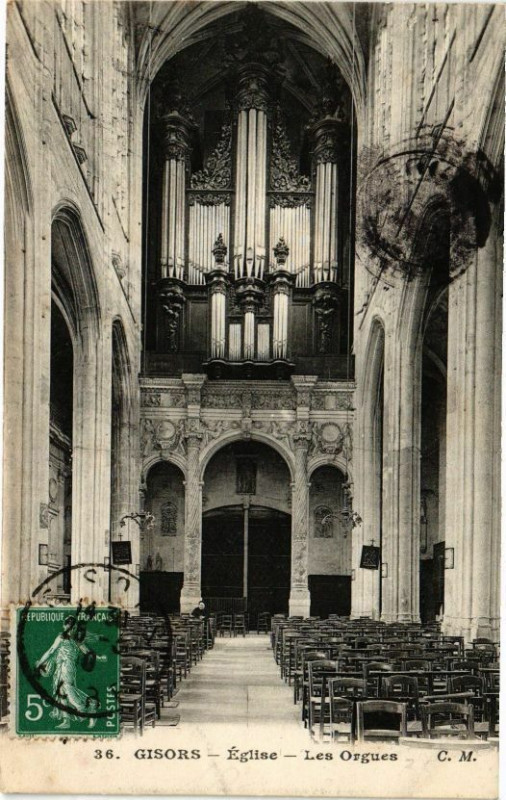 Carte postale ancienne Gisors - Eglise - Les Orgues à Gisors