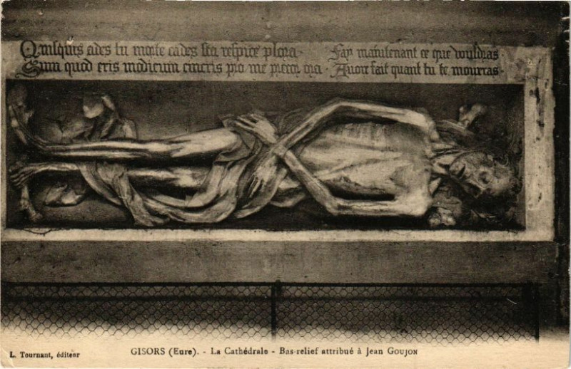 Carte postale ancienne Gisors - La Cathédrale - Bas reief attributé a Jean Goujon à Gisors