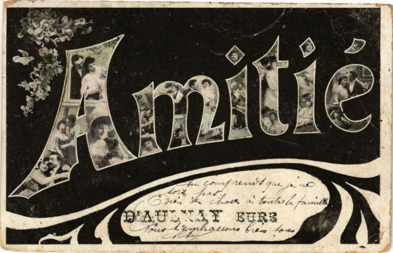 Carte postale ancienne Amitié d'Aulnay Eure