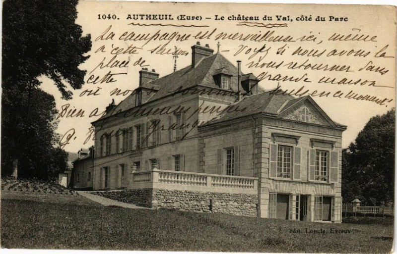 Carte postale ancienne Autheuil - Le chateau du Val coté du Parc