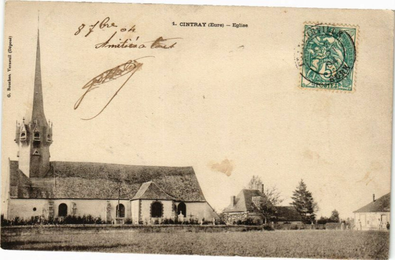 Carte postale ancienne Cintray - Eglise