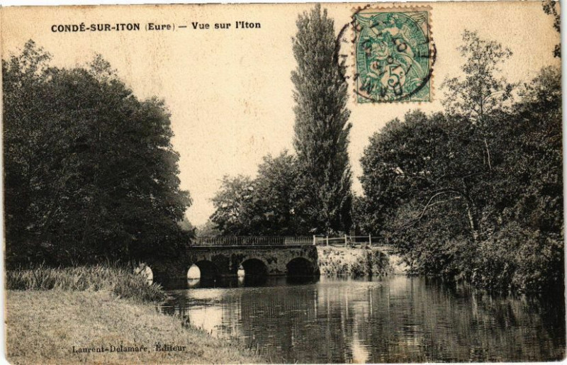 Carte postale ancienne Conde-sur-Iton - Vue sur l'Iton