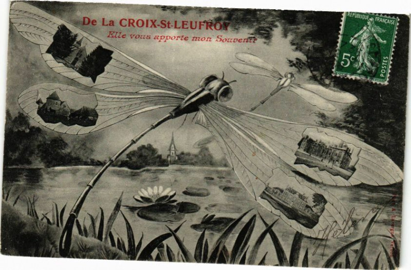 Carte postale ancienne De La Croix-Saint-Leufroy - Elle vous apporte mon Souvente