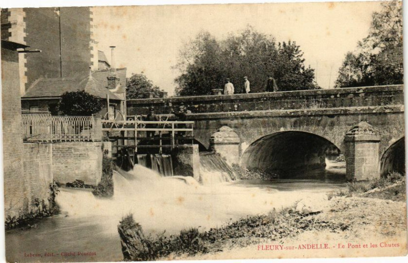 Carte postale ancienne Fleury-sur-Andelle - Le Pont et les Chutes à Fleury-sur-Andelle