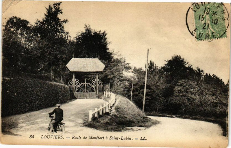 Carte postale ancienne Louviers - Route de Montfort a Saint-Lubin à Louviers