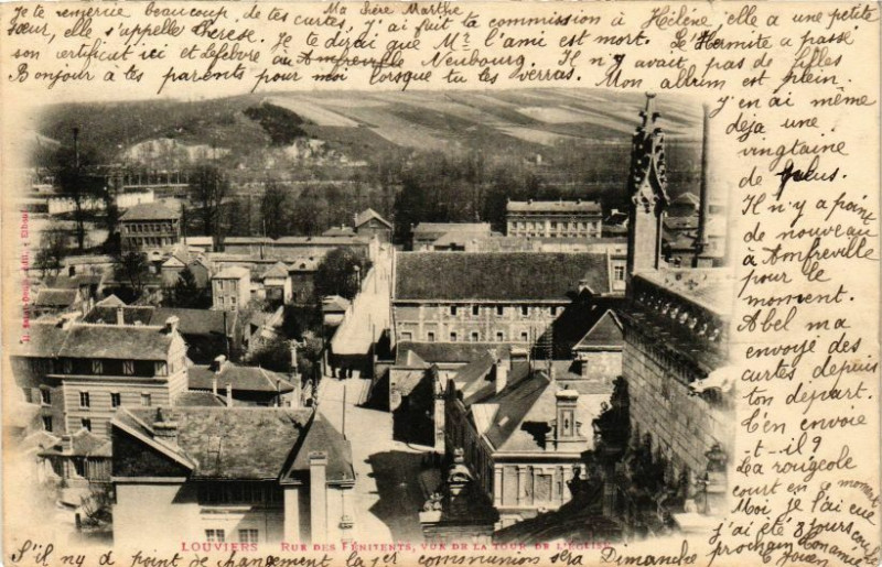 Carte postale ancienne Louviers - Rue des Fénitents de la Tour de l'Eglise à Louviers