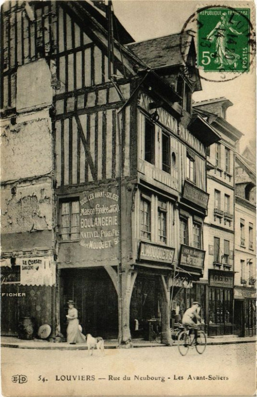 Carte postale ancienne Louviers - Rue du Neubourg - Les Avant-Soliers à Louviers