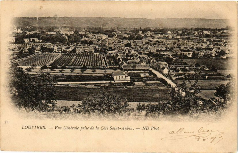 Carte postale ancienne Louviers - Vue Générale prise de la Cote Saint-Aubin à Louviers
