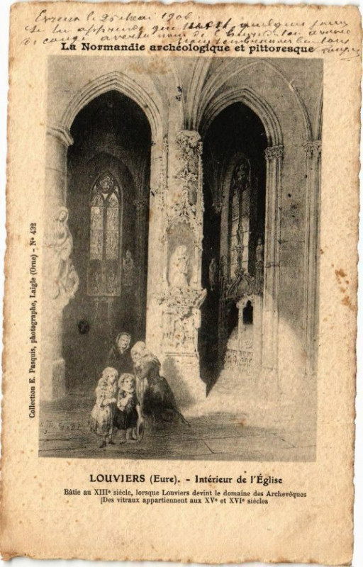 Carte postale ancienne La Normandie archeologique Louviers - Intérieur de l'Eglise à Louviers