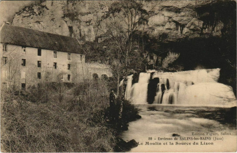 Carte postale ancienne Env. de Sakins-les-Bains - Le Moulin et la Source du Lizon à Our