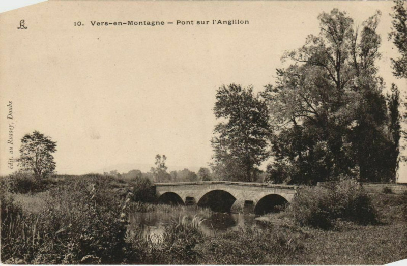 Carte postale ancienne Vers-en-Montagne Pont sur l'Angillon à Vers-en-Montagne