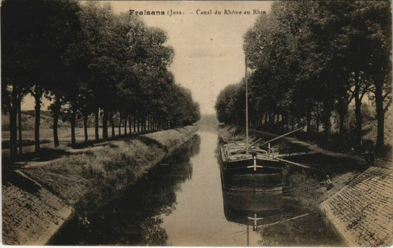 Carte postale ancienne Fraisans - Canal du Rhone au Rhina à Fraisans