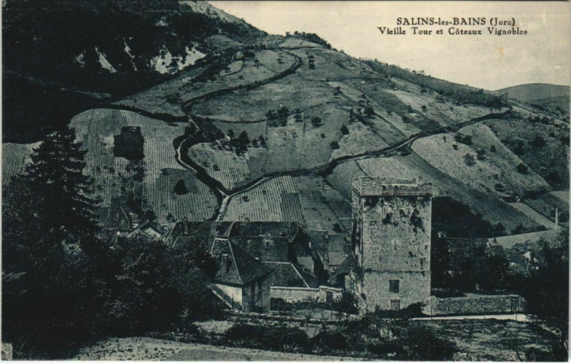 Carte postale ancienne Salins-les-Bains - Viellie Tour et Coteaux Vignobles à Salins-les-Bains
