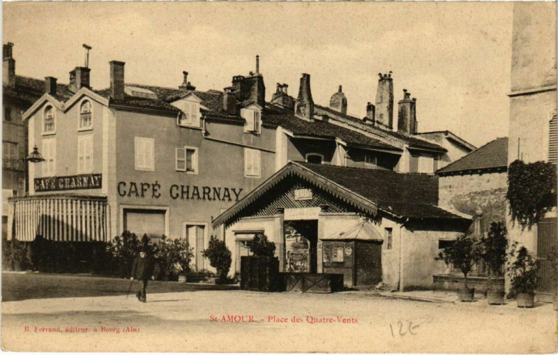 Carte postale ancienne St Amour- Place des Quatre Vents France- à Our
