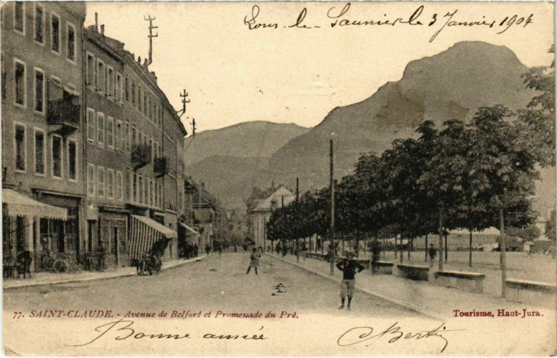 Carte postale ancienne Saint Claude- Avenue de Belfort, Promenade du Pre France- à Saint-Claude