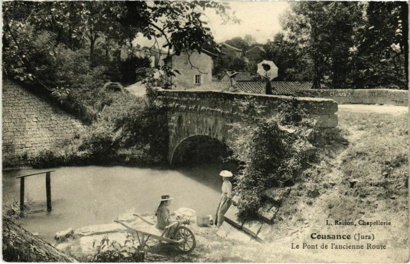 Carte postale ancienne Cousance- Le Pont de l'ancienne Route France- à Cousance