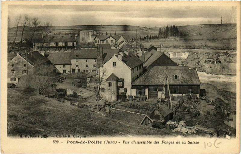 Carte postale ancienne Pont de Poitte- vue d'ensemble des Forges de la Saisse France- à Pont-de-Poitte