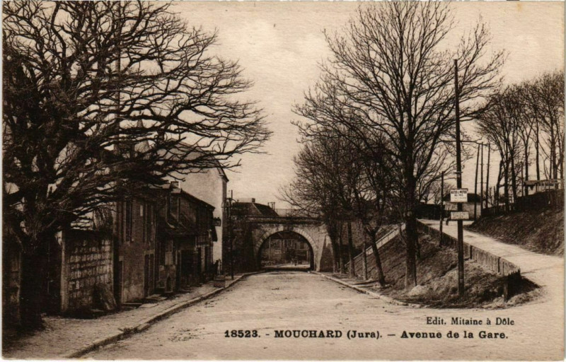 Carte postale ancienne Mouchard- Avenue de la Gare France à Mouchard