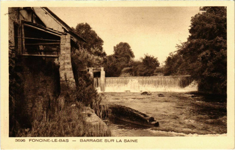 Carte postale ancienne Foncine le Bas- Barrage sur la Saine France à Foncine-le-Bas