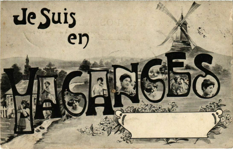 Carte postale ancienne Vacances- souvenir France