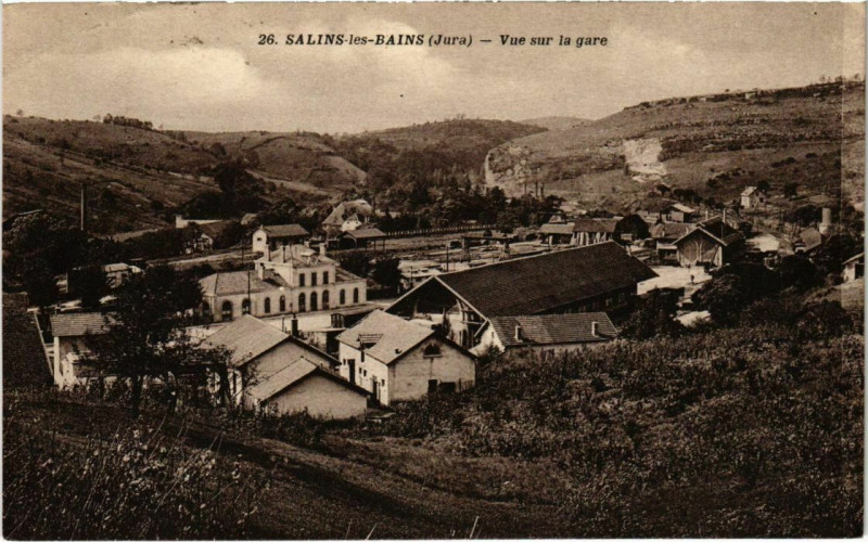 Carte postale ancienne Salins les Bains- vue sur la gare France à Salins-les-Bains