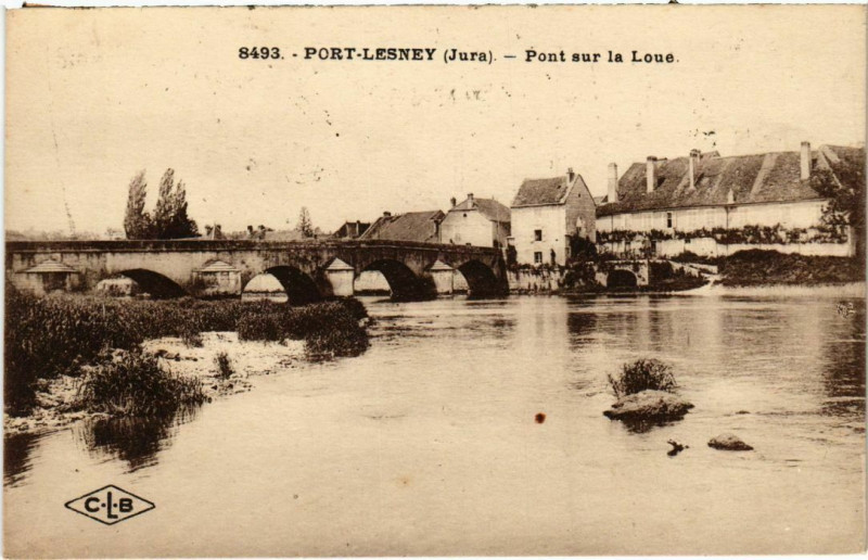 Carte postale ancienne Port Lesney- Pont sur la Loue France à Port-Lesney