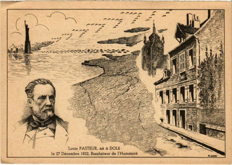 Carte postale ancienne Louis Pasteur, ne a Dole France à Dole