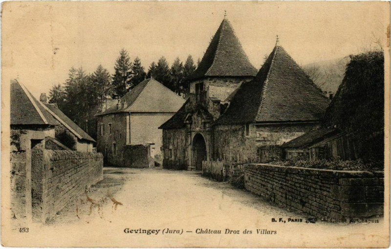 Carte postale ancienne Gevingey- Chateau Droz des Villars France à Gevingey