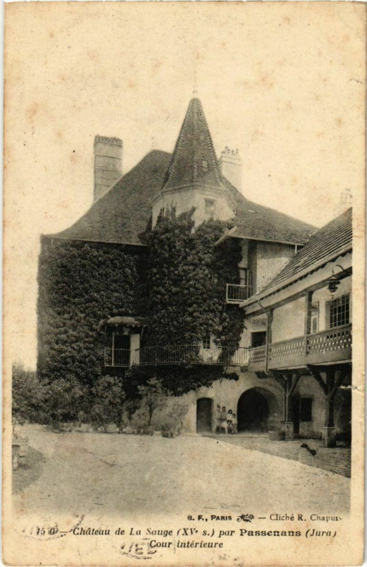 Carte postale ancienne Chateau de la Sauge, Cour interieure France à Our