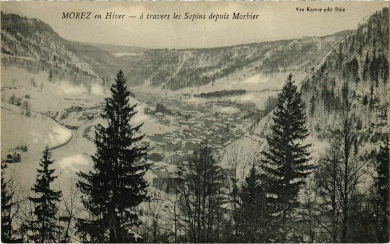 Carte postale ancienne Morez- a travers les Sapins depuis Morbier France à Morbier