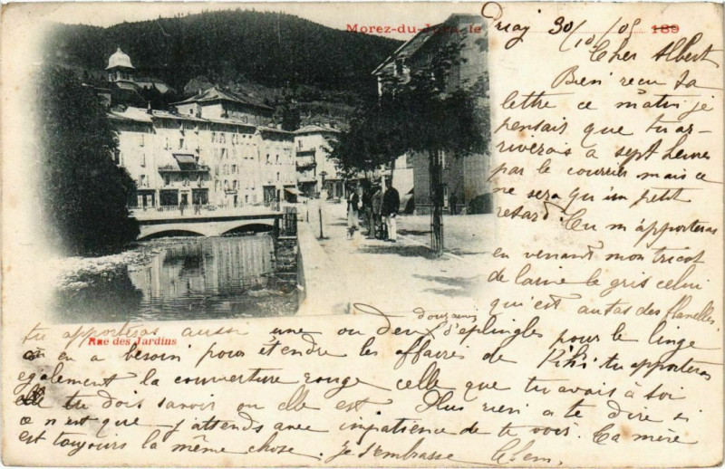 Carte postale ancienne Morez- Rue des Jardins France
