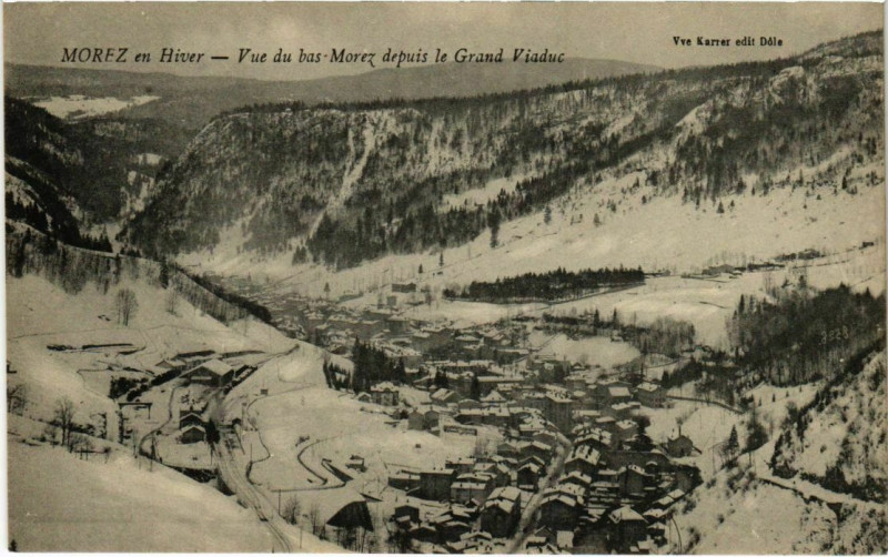 Carte postale ancienne Morez- vue du bas Morez depuis le Grand Viaduc France
