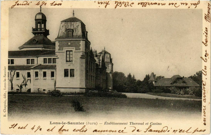 Carte postale ancienne Lons le Saunier- Etablissement Thermal et Casino France à Lons-le-Saunier