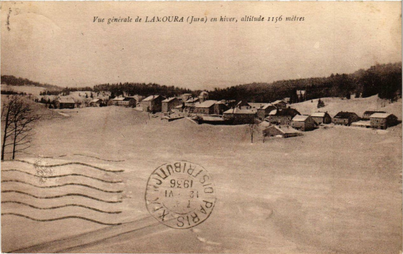 Carte postale ancienne Vue générale de Lamoura en hiver. à Lamoura