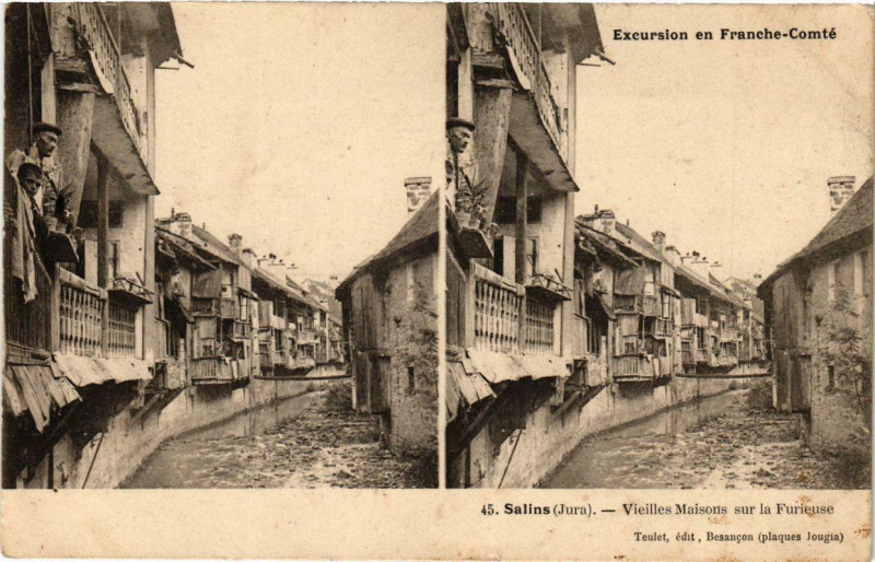 Carte postale ancienne Salins-les-Bains Vieilles Maisons sur la Furieuse. à Salins-les-Bains