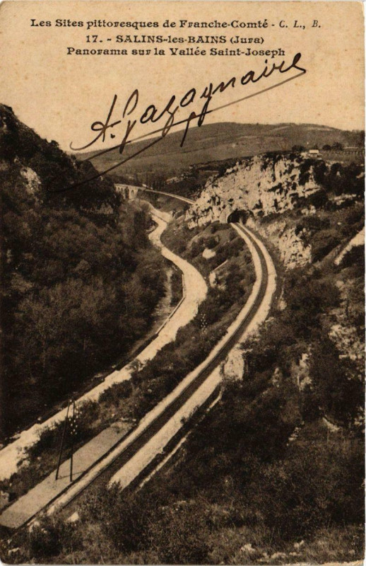 Carte postale ancienne Salins-les-Bains Panorama sur la Vallée Saint- Joseph. à Salins-les-Bains