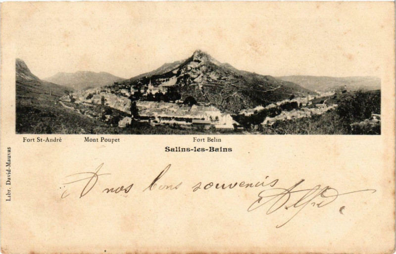Carte postale ancienne Salins-les-Bains Fort Bellin Fort Saint- Andre Mont Poupet. à Salins-les-Bains