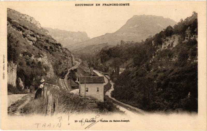 Carte postale ancienne Salins Valle de Saint- Joseph. Excursion en Franche-Comté