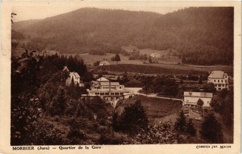 Carte postale ancienne Morbier Quartier de la Gare à Morbier